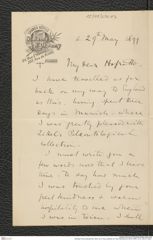 Nachlass Franz Steindachner, Brief von E. Ray Lankester an Franz Steindachner (29.05.1899), Inv.Nr. 290.03, Seite 1